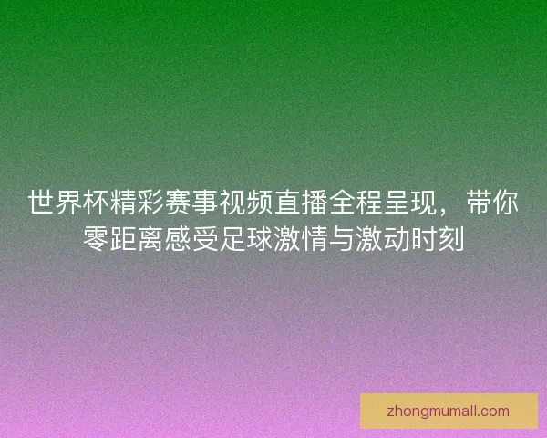 世界杯精彩赛事视频直播全程呈现，带你零距离感受足球激情与激动时刻