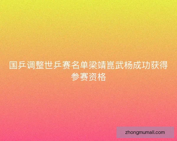 国乒调整世乒赛名单梁靖崑武杨成功获得参赛资格