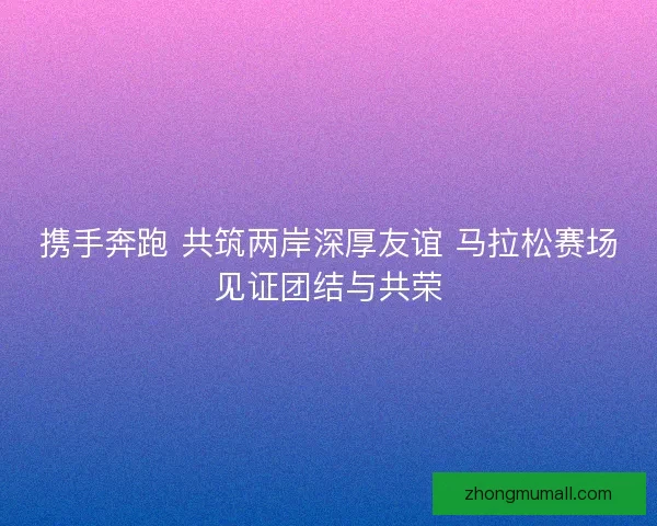 携手奔跑 共筑两岸深厚友谊 马拉松赛场见证团结与共荣