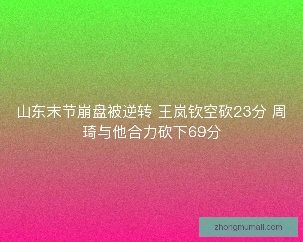 山东末节崩盘被逆转 王岚钦空砍23分 周琦与他合力砍下69分